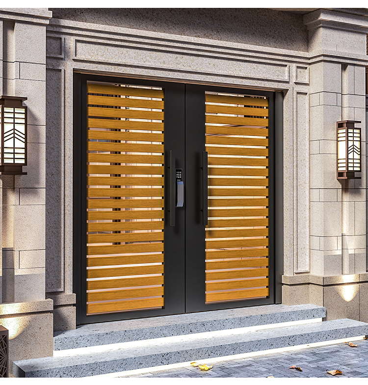 阳特派别墅庭院大门铝合金新中式户外双开门镀锌门定做a款镀锌管加铝