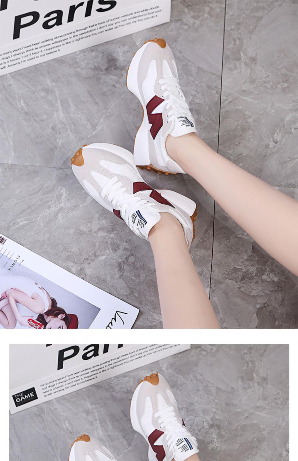 新款百搭华夫小蛮腰女鞋运动鞋厚底休闲单鞋老爹鞋白色37