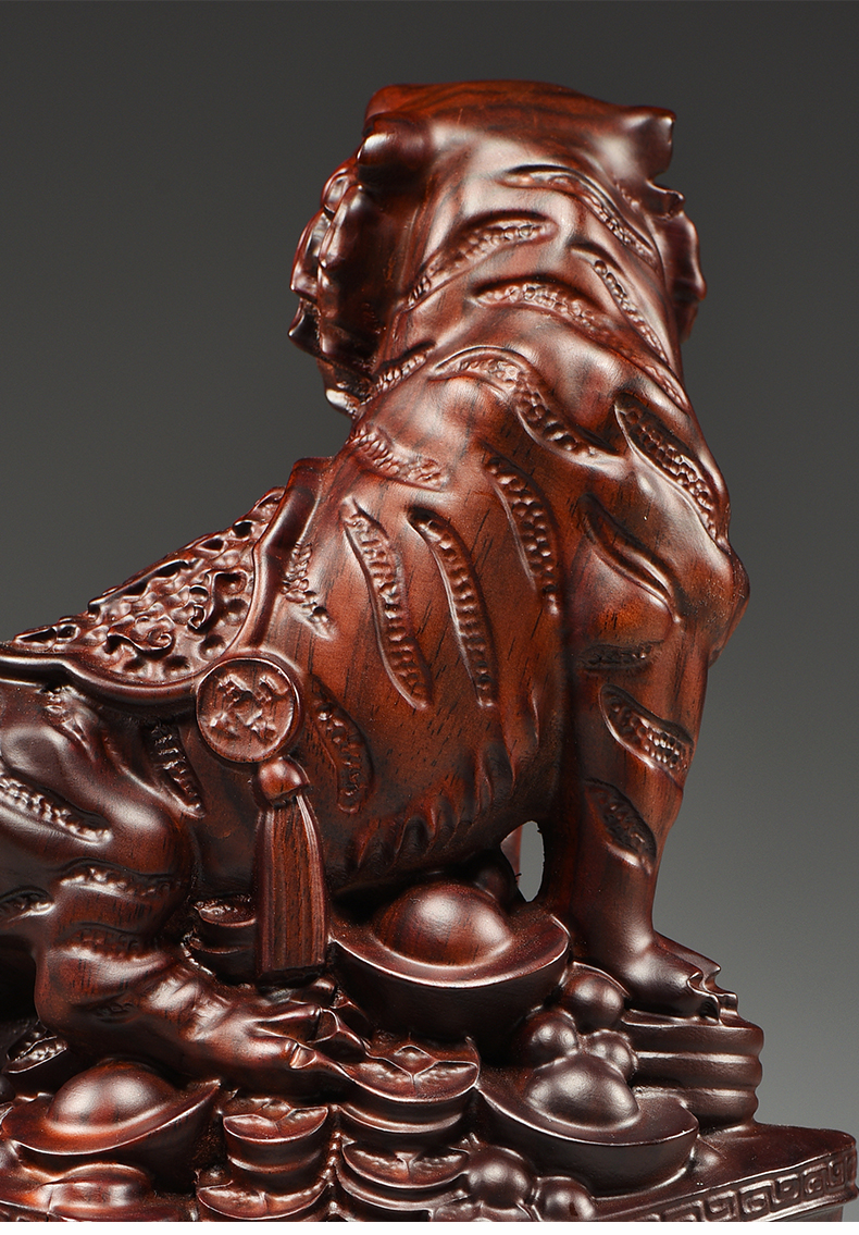 友漾木雕老虎摆件实木十二生肖上山木虎家居客厅办公装饰工艺礼品精雕