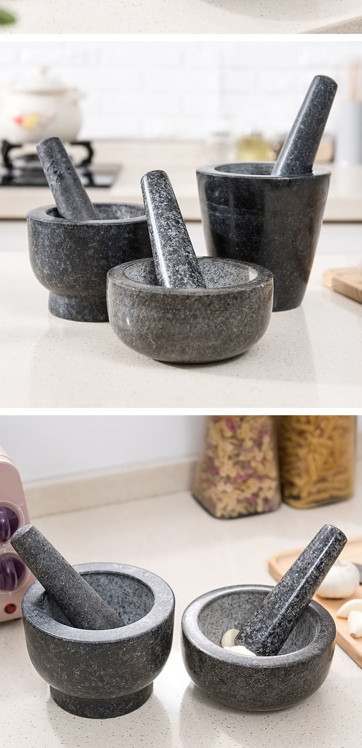 皆用天然石头捣碎器石臼捣碎器食物研磨器手动捣蒜器家用花岗岩压蒜泥