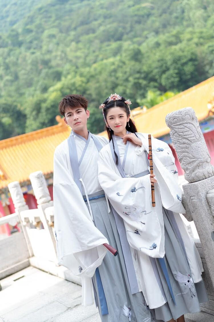 蜀殿情侣汉服男全套古风仙气学生古装女正版白色大氅男女同款情侣套装