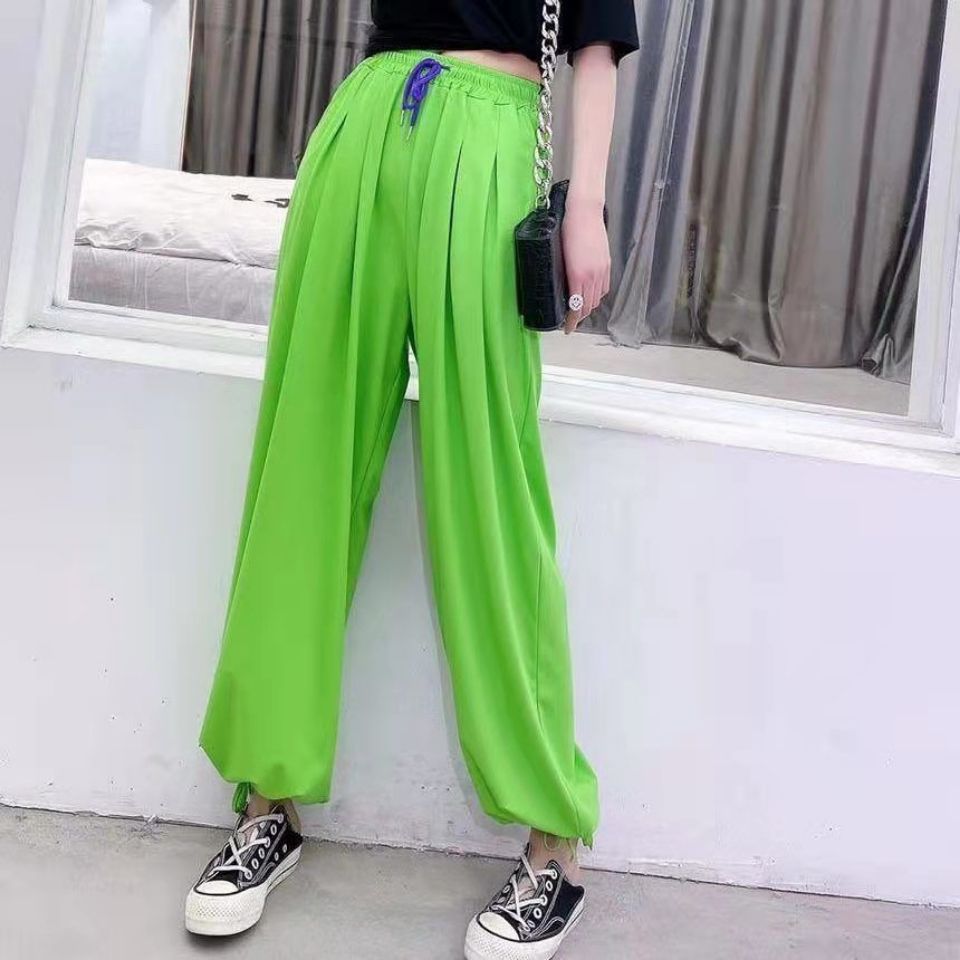 灯笼裤女夏季灯笼裤女2022夏季新款时尚韩版帅气百搭冰丝料防晒裤曳步