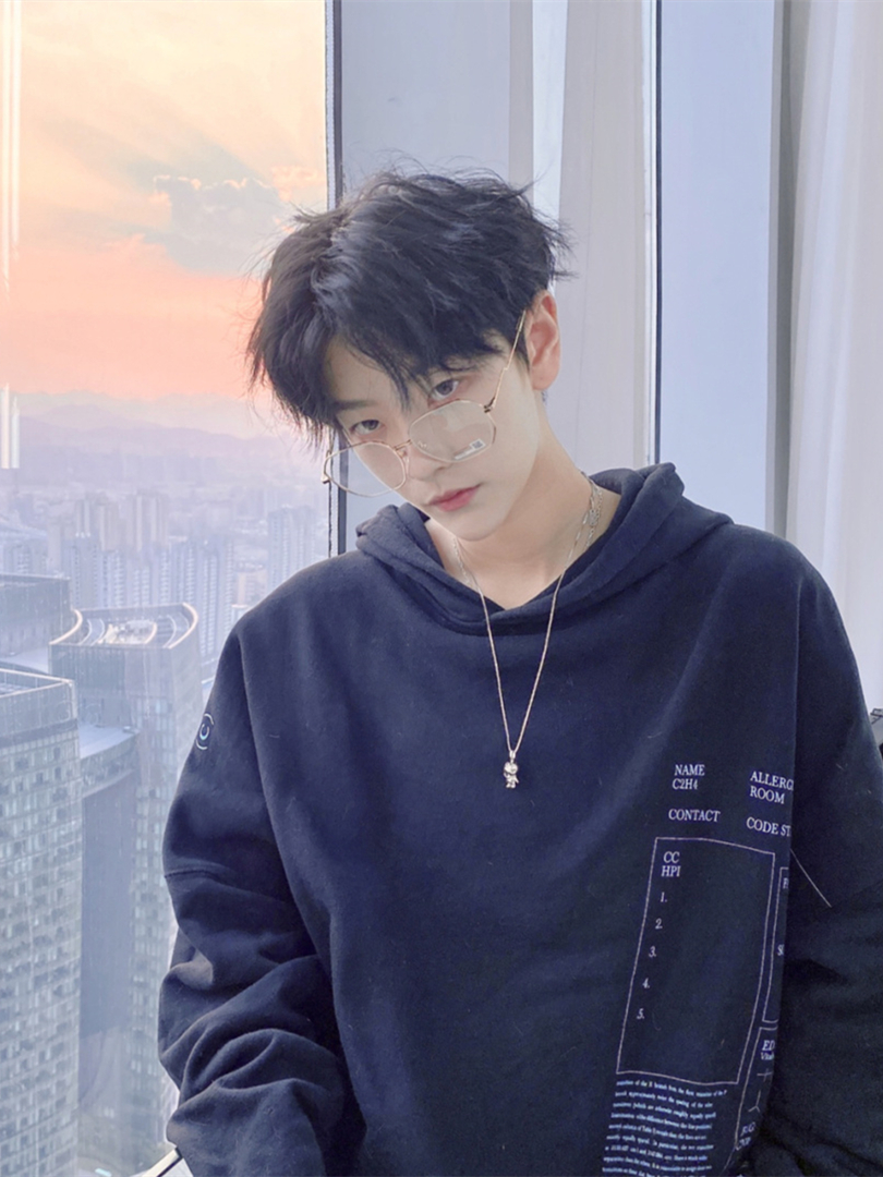 假发男中分刘海短发韩版帅气自然蓬松学生修脸自拍全头套黑色含发网