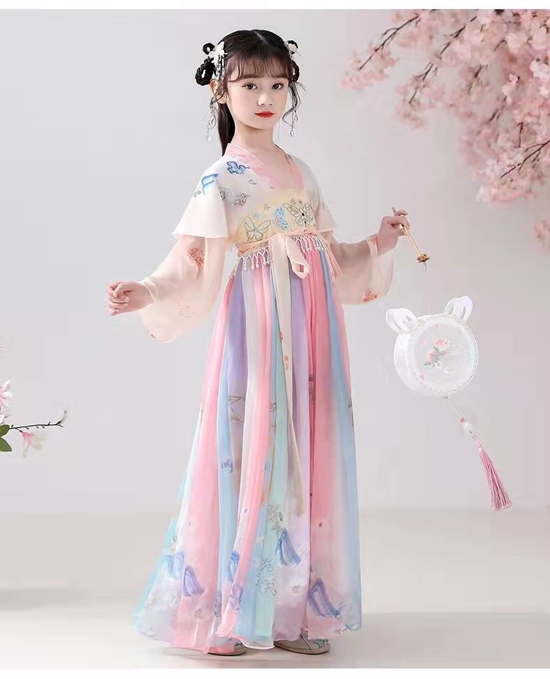 德莉娅儿童汉服女中小学生612岁女童古装汉服春秋中国风儿童唐装襦裙