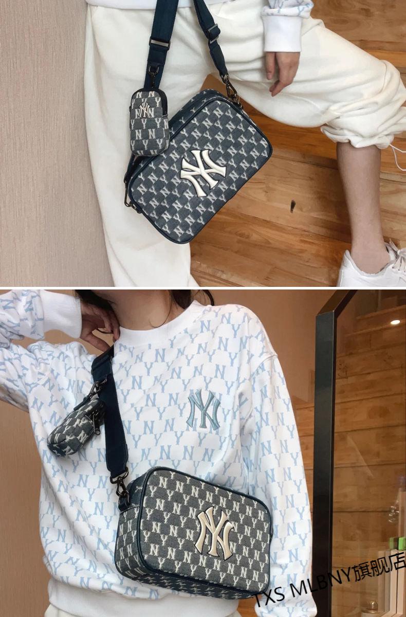txs mlb ny包包韩国单肩包男女复古老花子母相机包ny刺绣斜挎包运动