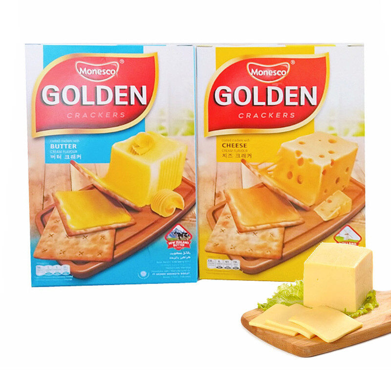 5折印尼进口monesco莫斯可奶油奶酪味涂层苏打饼干零食品72g*4盒 干酪