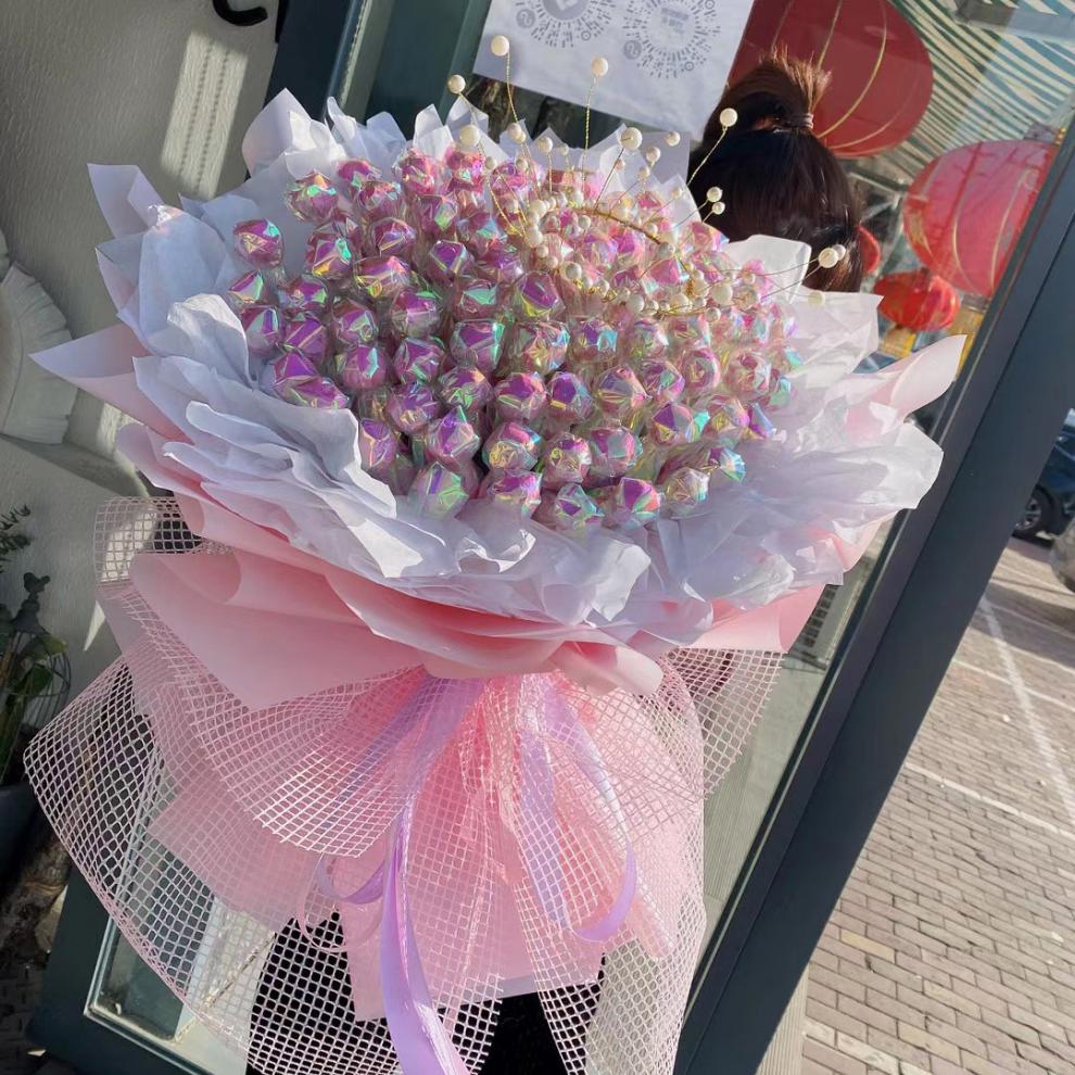 花束成品同城配送礼物超大糖果花束北京鲜花速递同城33颗发光棒棒糖