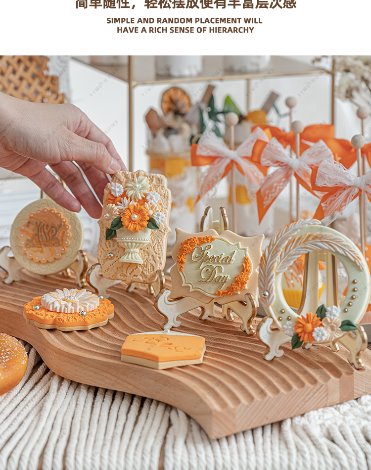 仿真奶油蛋糕模型橙色森系婚礼假甜品台橱窗装饰场景布置拍照道具定制