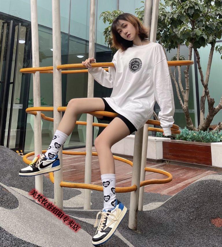 【高品质】aj1 ts藤原浩 闪电 倒钩 低帮黑白蓝球鞋dm7866-140 巴黎