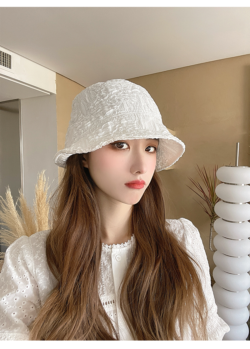 梦宁阁日系薄款褶皱渔夫帽子女夏天网红ins街拍晒遮阳帽女士水桶帽潮z
