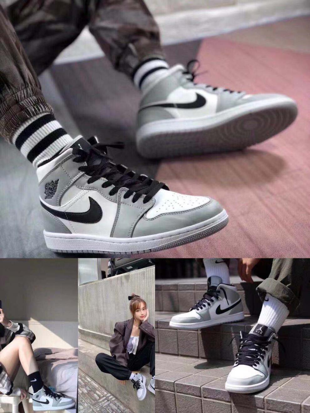 aj男鞋aj1篮球鞋运动鞋女鞋高帮鞋板鞋倒钩小扣碎灰麂皮烟灰 aj情人节