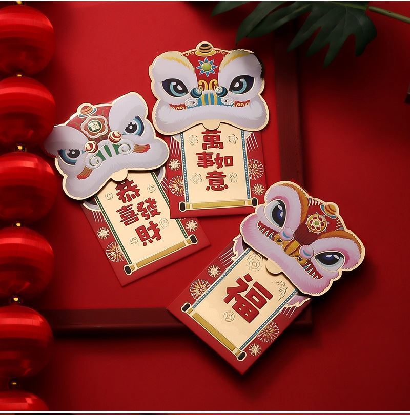 老虎头红包新年压岁钱包国潮红包儿童红包封2021新款卡通老虎头压岁钱