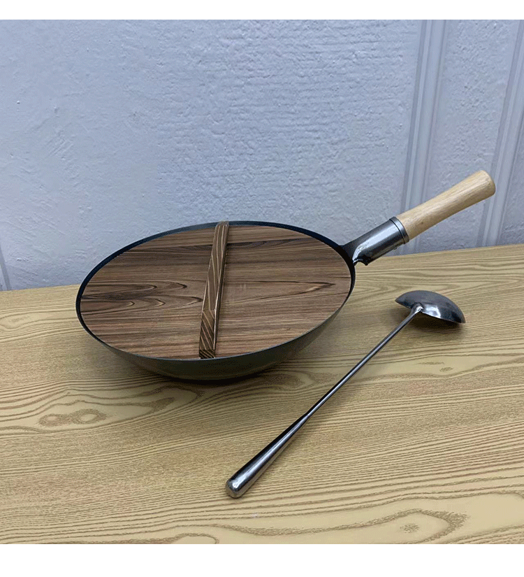 单耳锅老式家用铁锅饭店厨师炒锅不粘锅无涂层燃气灶炒菜锅轻薄型36cm