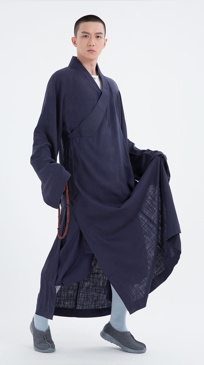 僧服僧衣春秋季棉麻僧服僧衣男女款长袍和尚衣服长衫大褂长褂蓝色35