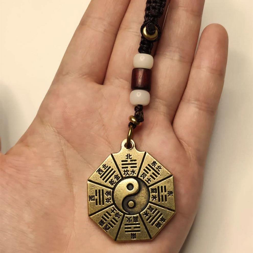 仟佰盾(chiefdon) 五行八卦福挂件吊坠迷你保平安复古黄铜钥匙扣手工