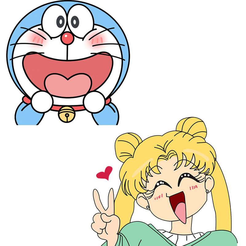 宅趣(zaiqu)工马 五菱宏光mini欧拉黑猫改装车贴 美少女战士 哆啦a梦