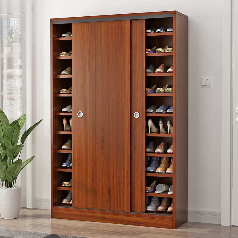 汇德能鞋柜家用门口大容量实木鞋柜现代简约阳台鞋橱收纳柜多功浅胡桃