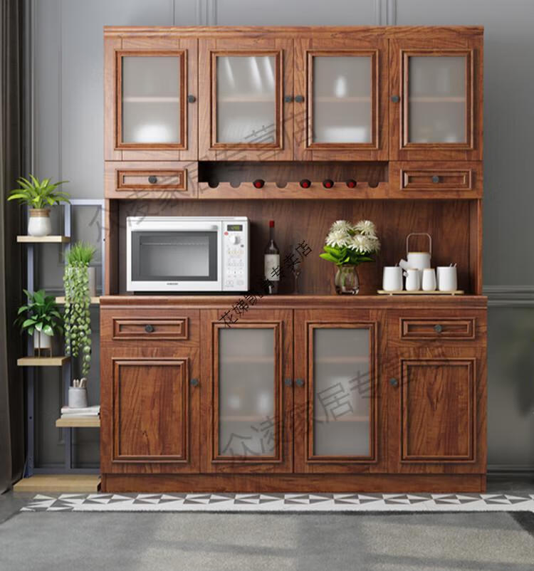 花娣实木美式餐边柜一体靠墙餐厅储物柜客厅高柜 8120组合 6门以上