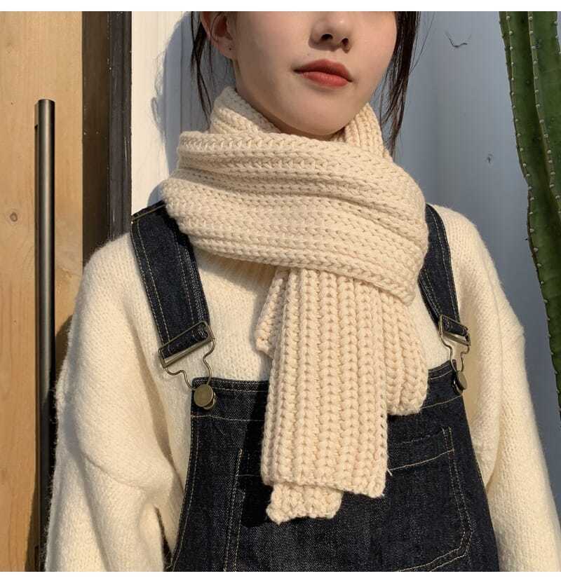 现货直发手工编织纯色毛线围巾韩版秋冬情侣粗针加厚保暖百搭两用围脖