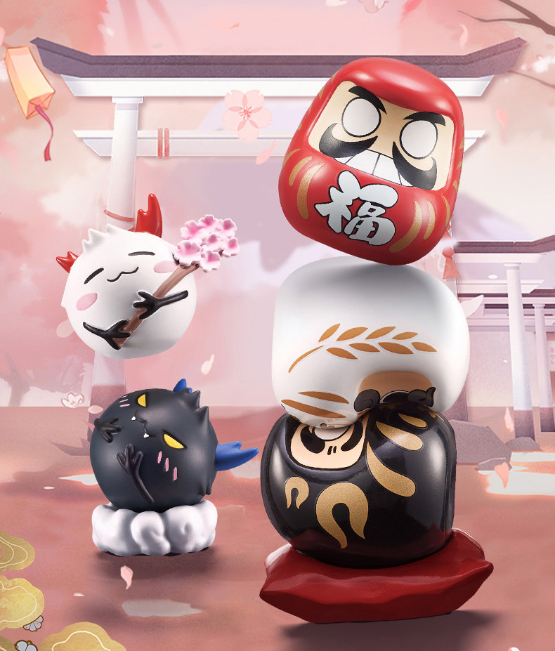 阴阳师杯子盲盒黑式神达摩叠叠乐公仔周边摆件达摩蛋红白黑达摩各一款