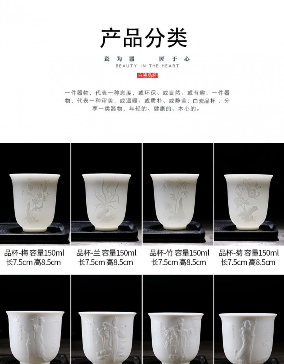 白酒盅三两杯白瓷白酒杯茶杯三两150ml复古家用套装酒盅陶瓷酒具喝酒