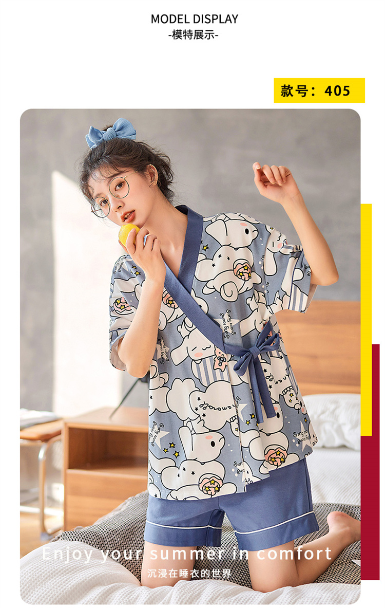 日式和服睡衣和服睡衣女夏季短袖纯棉两件套日式春夏新款家居服日系大