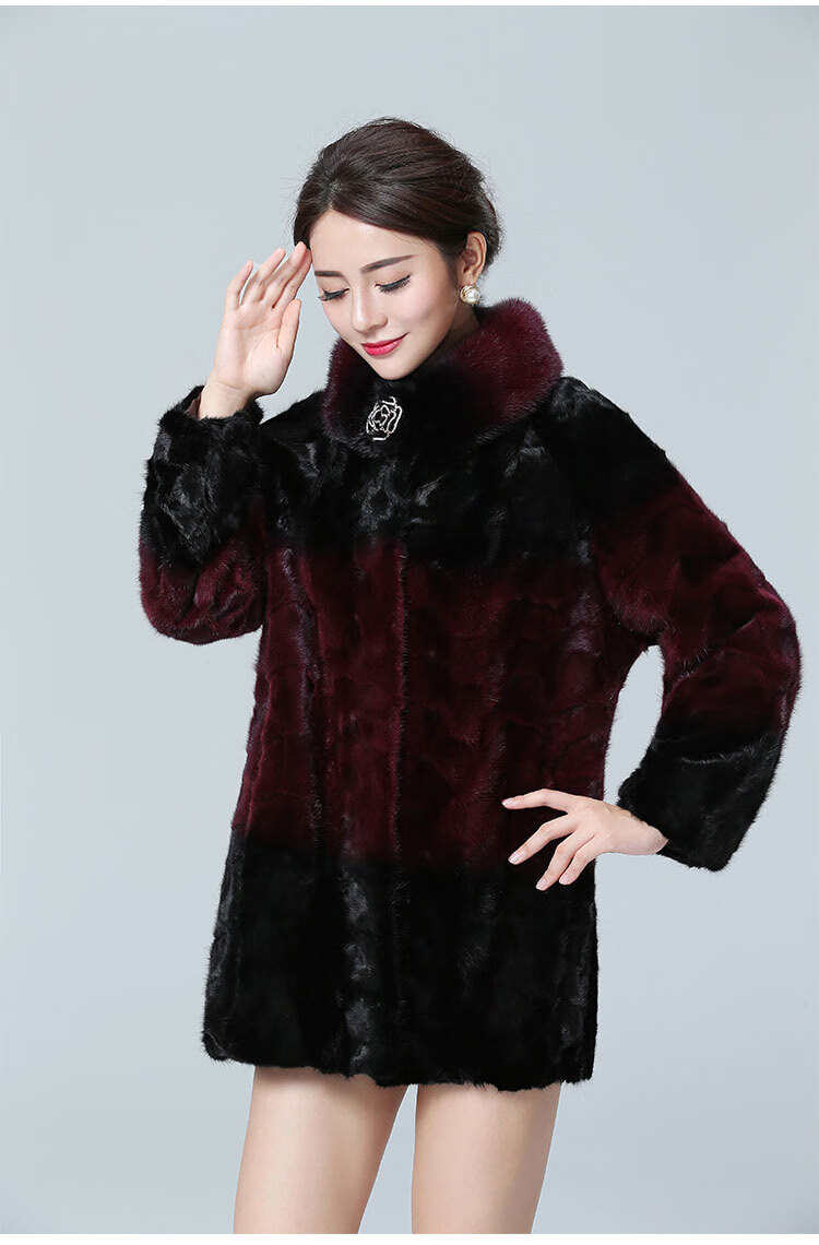 2021年新款秋冬季豹皮泰迪熊女士大衣海宁皮草中老年大码外套中长款