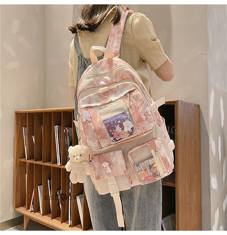 斯希威ssxoiw书包女韩版高中日系森系小学生大容量可爱扎染背包初中生