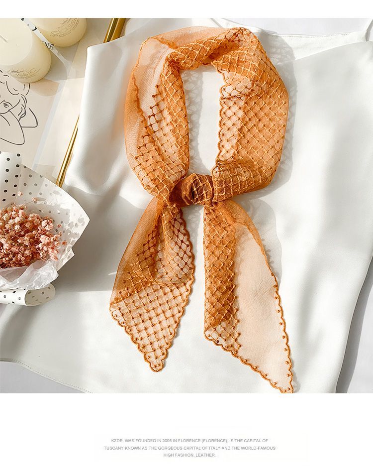 雷丝小领巾蕾丝小丝巾女春秋韩版装饰百搭长条网红ins时尚可爱小领巾