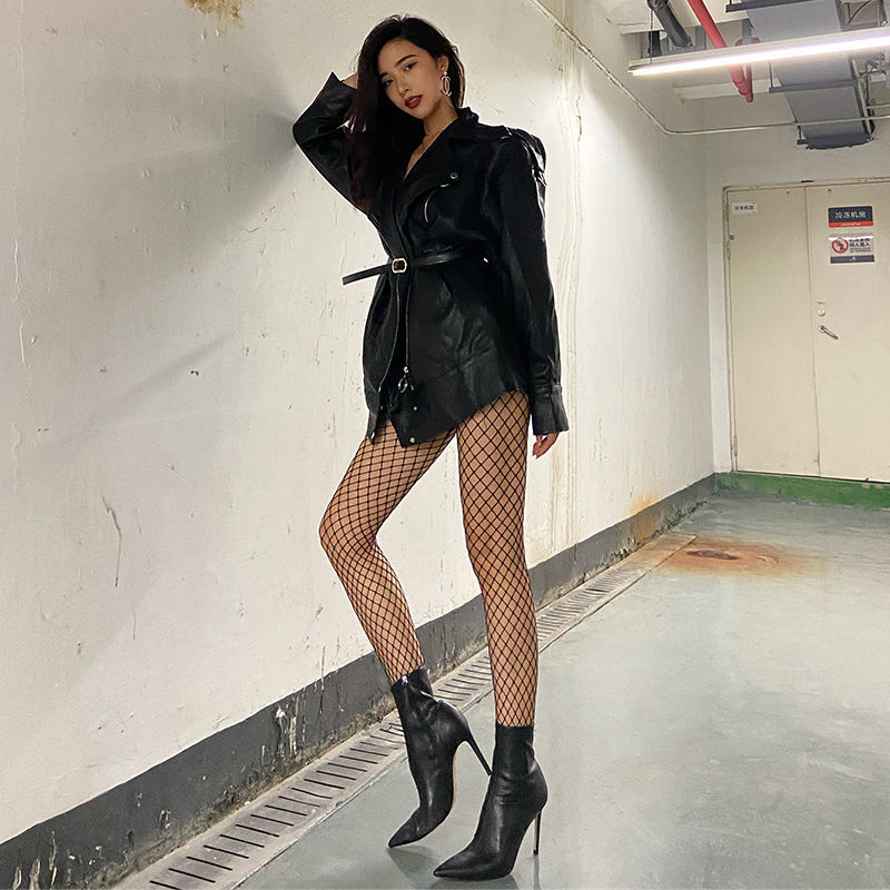 娜梵度渔网裤袜性感黑色连裤袜大中小眼网袜勾不破弹性十足中大网裤袜