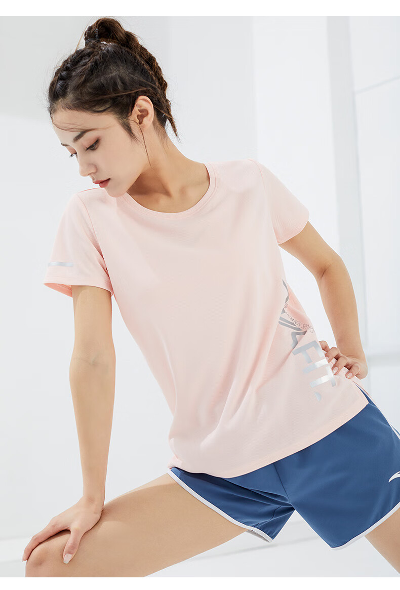 安踏运动短袖t恤女2022春夏新款速干吸汗宽松运动休闲健身t恤打底跑步