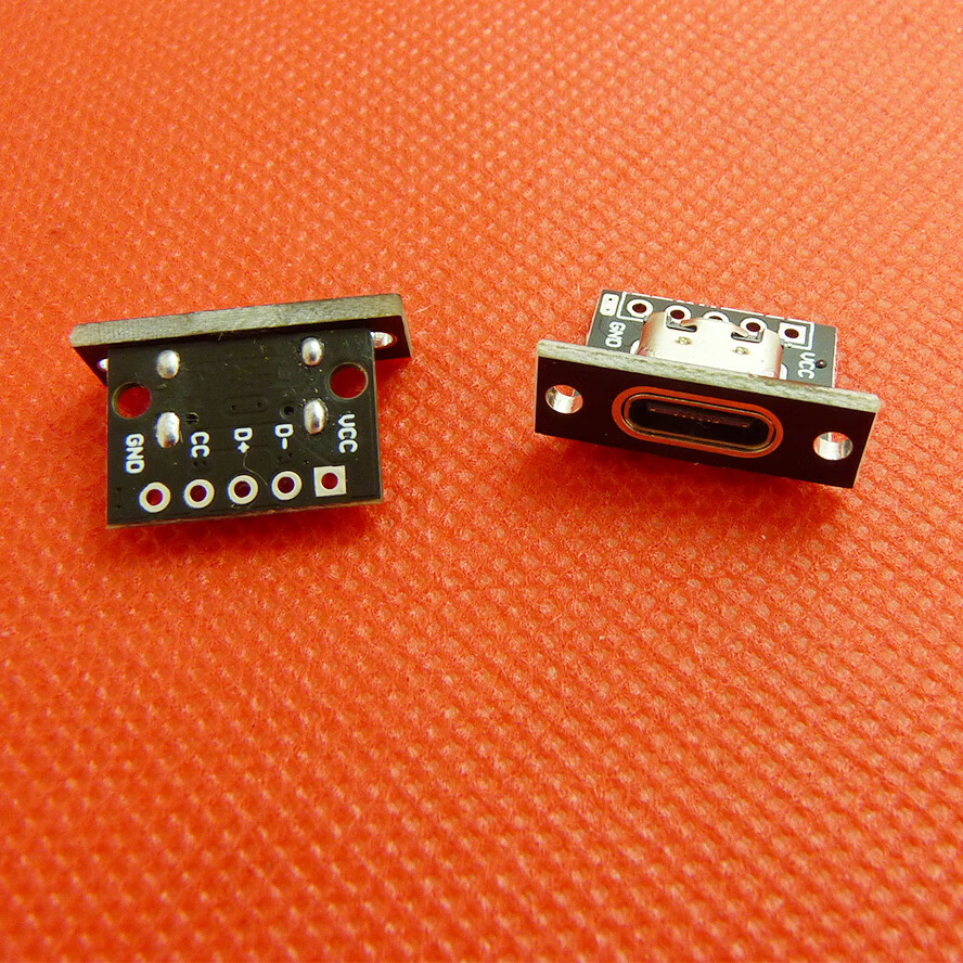 立式type-c公母焊接usb插头双面正反插type-c公座排针c母数据充电 不