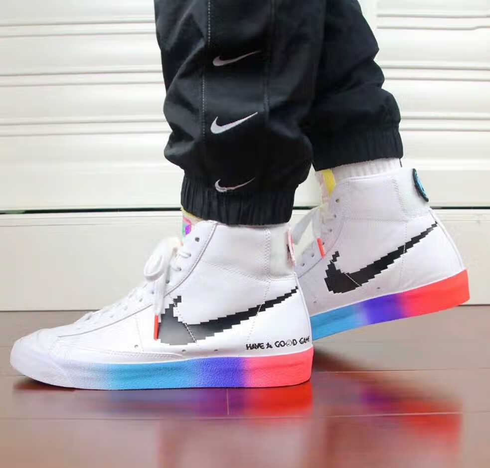 莆田纯原开拓者aj电玩像素正版夜光鞋秋冬季男女情侣高帮休闲板鞋电玩