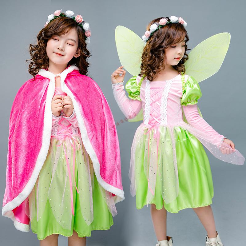 圣诞节儿童服装女童小精灵表演服花仙子公主裙演出服蝴蝶翅膀衣服六一