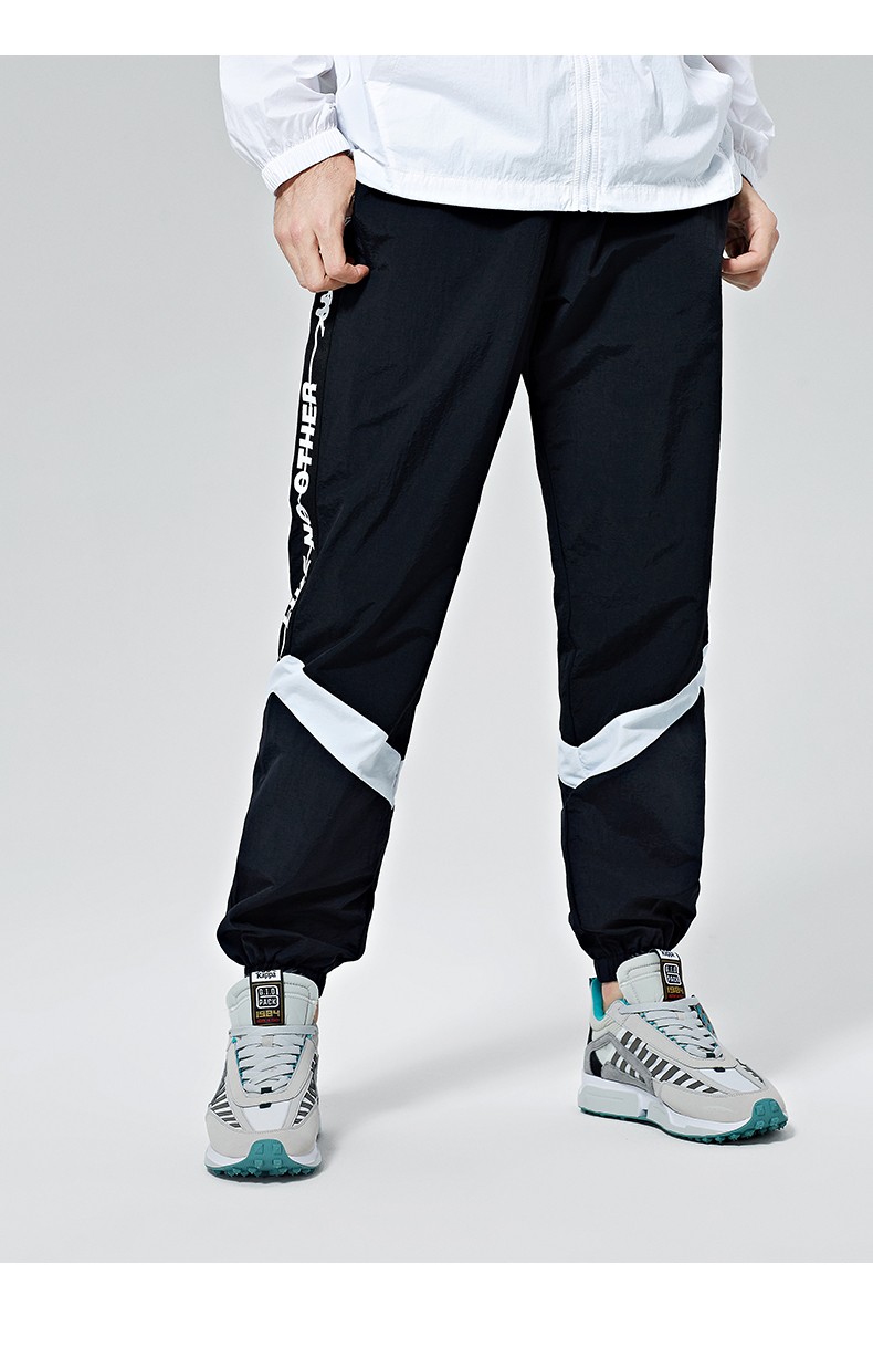 kappa卡帕串标运动裤新款男梭织长裤休闲裤小脚收口卫裤 迷失蓝-8101