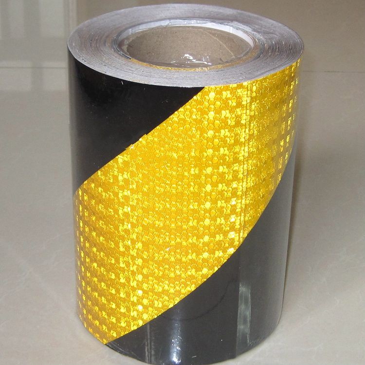 10cm黑黄红白斜纹反光条贴纸货车交通防撞警示胶带车库地贴膜20cm红白