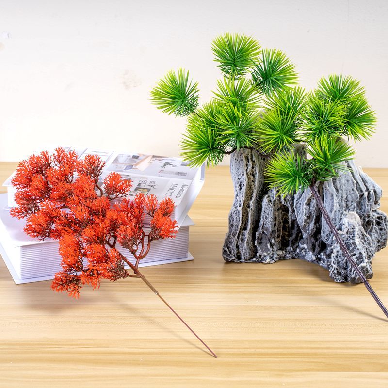 60尊泉仿真松针崖柏树枝假花松树盆栽松枝道具干花塑料花松树叶子假