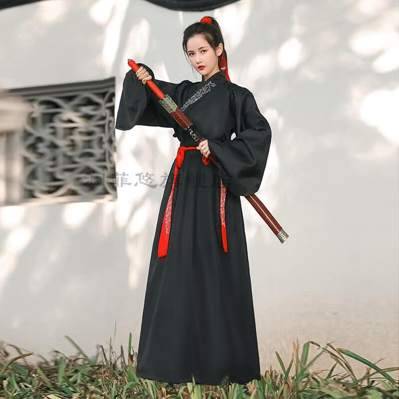 古代女剑客汉服毕业照改良古装中国风交领古风男武侠服学生情侣装班服