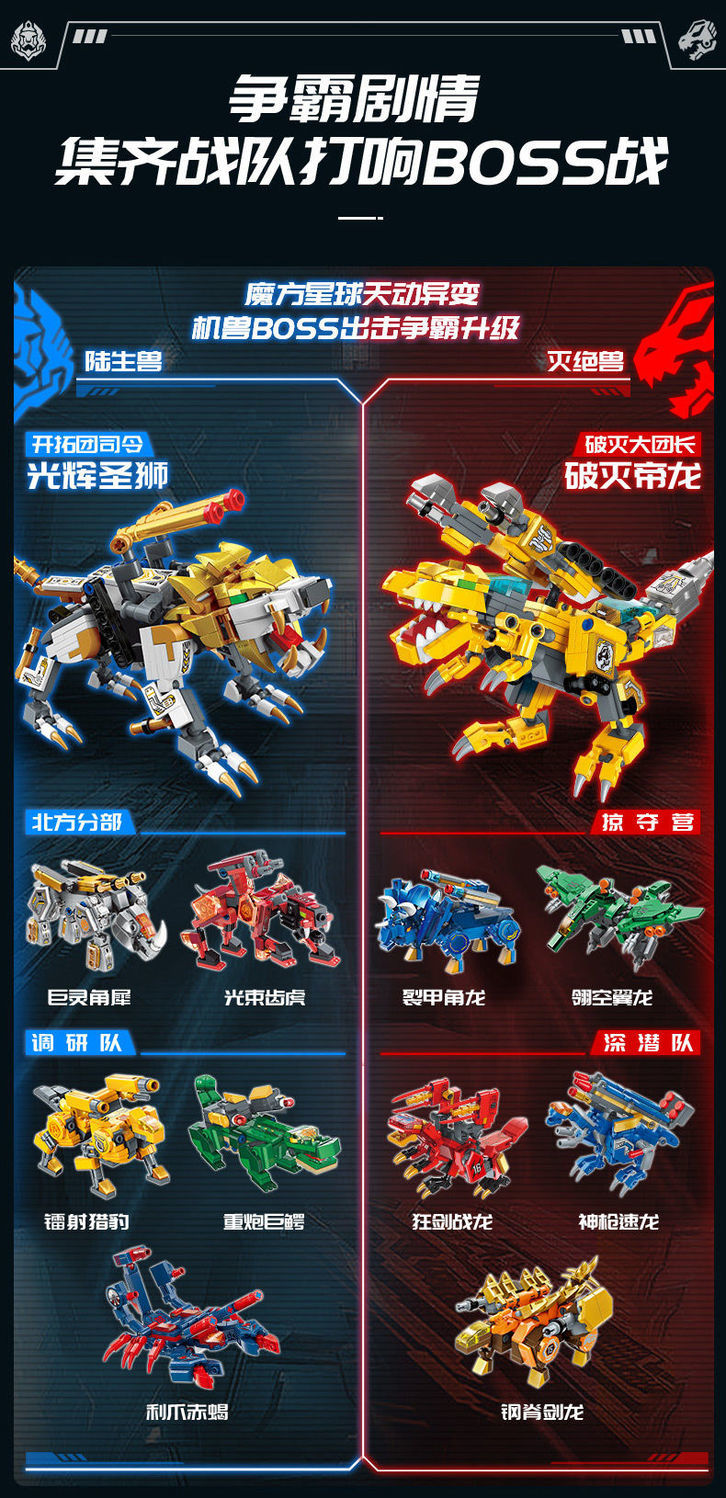 乐高lego超集变机兽魔方积木儿童玩具变形小颗粒拼装机甲恐龙全套