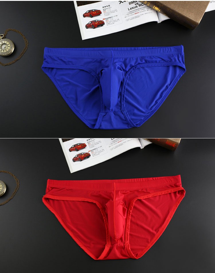 枪蛋男士分离内裤冰丝男u凸阴托性感三角裤青年提睾功能内衣 红色