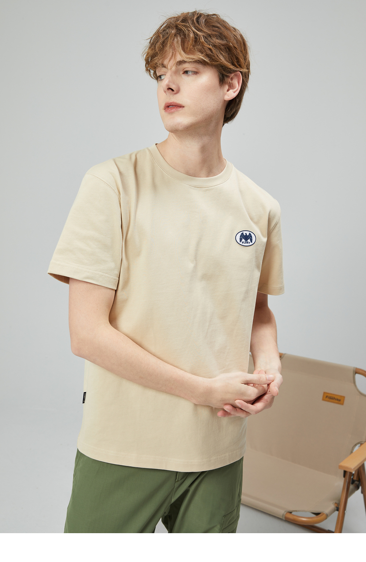 plory 2022夏季新品logo老鹰橡胶贴标休闲男士短袖t恤 白色 180【图片