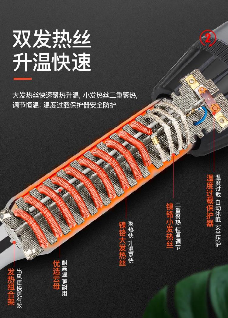 塑料焊枪水管焊接器热熔机家用电热加热吹风机补丁烘枪pvc两脚插头送2