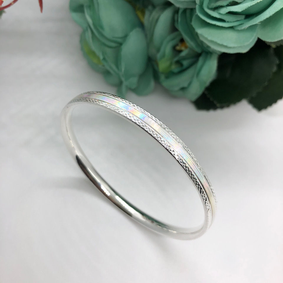 日日缘七彩拉丝足银手镯s999足银手镯女时尚手环 56#【图片 价格 品牌