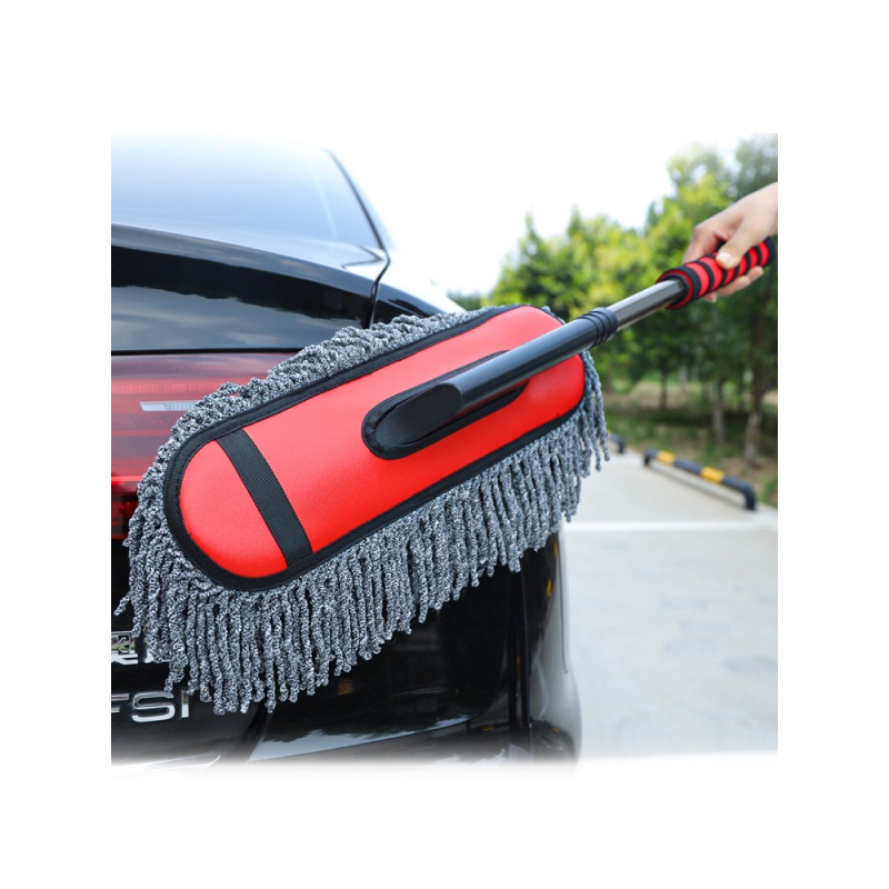 蜡刷汽车掸子除尘掸车洗车车用拖把油软毛扫灰擦车扫把专用车刷苹果红