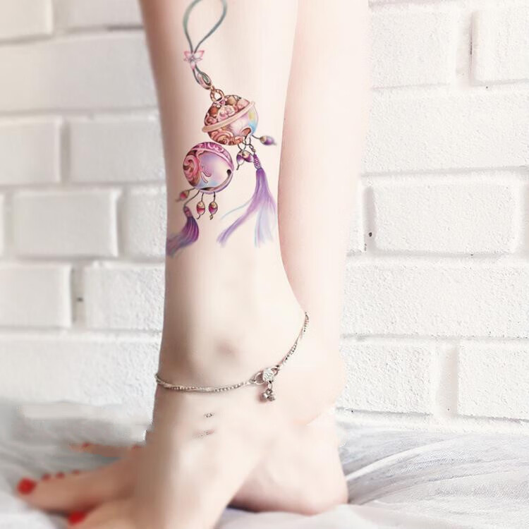 纹身贴洗不掉纹身贴古风唯美宫铃清新彩色小铃铛纹身贴纸防水女腹部10