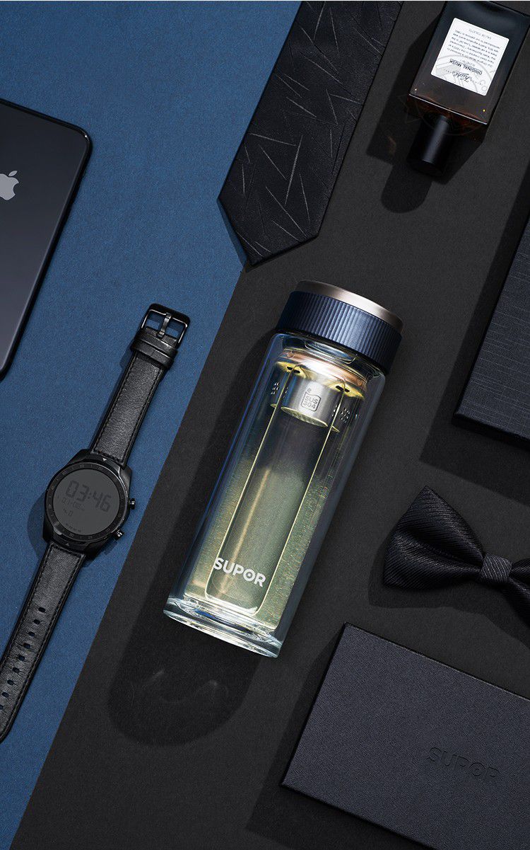 苏泊尔supor玻璃杯双层便携水杯高硼硅男女士商务家用茶杯耐热防烫