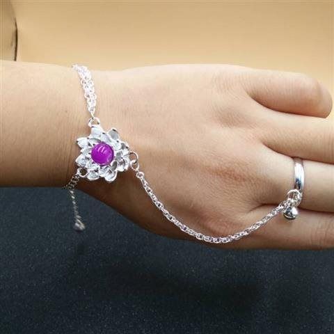 nice古风手链戒指一体彼岸花戒指手链一体古风手饰红绳子女生生日礼物