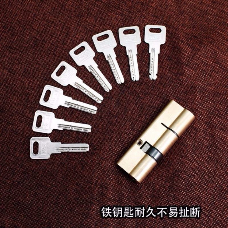 防盗门锁芯通用型家用防盗门锁芯纯铜锁芯入户电脑槽ab锁芯8把铁柄