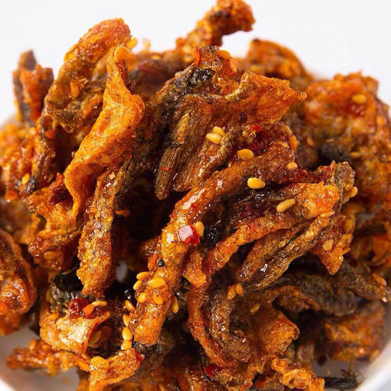 香辣鱼皮风味鱼制品即食海水鱼制品零食鱼干网红办公室小吃250g香辣味