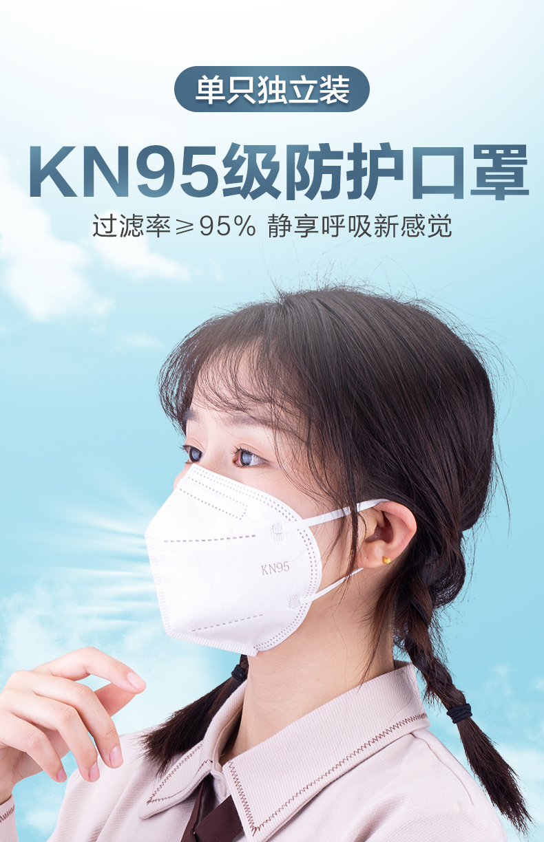 可孚kn95级过滤式折叠防护口罩防粉尘3d立体一次性小脸冬季口罩鱼形防
